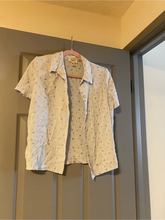 Talbots Tops - Vintage made in the USA Light Blue ShortSleeve Button-Up Shirt with Floral Print
